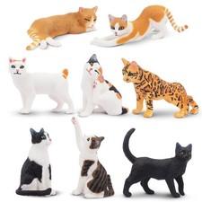 Toymany 8-pcs Cat Animal Figurine, Realistic, Collectible Hand-painted  Toy Gift