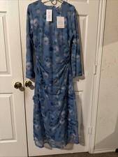 Veiled Collection Sabrina Waterfall Mesh Maxi Dress NWT Blue Floral XL