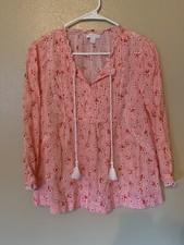 Charter Club Floral Pintucked Boho Top Size M