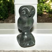 Vintage Handmade Inuit Soap Stone Owl Figurine Sculpture Signed Dimu 4.5”