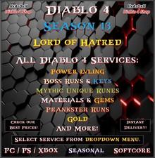 ✨Diablo 4✨Season 13✨All Diablo 4 Boost✨Power LVL & Mats & Runes & Boss Runs✨