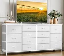 63 Inch Large Fabric Chest of 14 Drawers Long Dresser 70 75"TV Stand for Bedroom