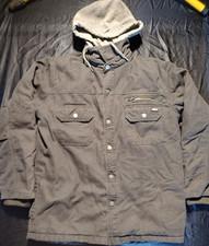 Dickies Men's Black Hooded Insulated Military Jacket Button Zip Size M