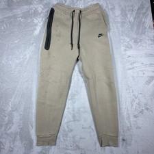 Nike Jogger Sweatpants Men's Medium Beige Fleece Pants Pocket Athletic Logo
