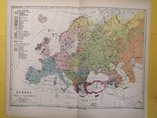 1928 Ethnographic Language Europe Map Vintage ORIGINAL 11.5 x 9" C15-8