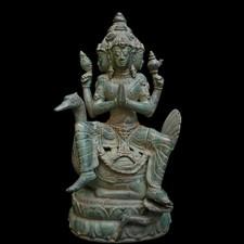 Brahma Bronze Statue Swan Figur Hindu God Sculpture Temple Altar Decor 12"