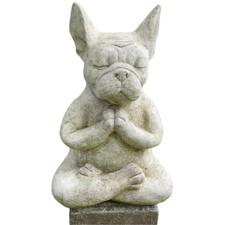 Meditating French Bulldog Figurine, Zen Yoga Dog Buddha Statue, Decorative Co...