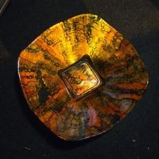 Italian Art Glass IL QUADRIFOGLIO Round dish Iridescent Hand Decorated