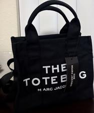 Marc Jacobs The Tote Bag Small Black Zip Tote, Logo, Detachable Crossbody Strap