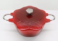 TLC Tim Love Collection Cast Iron Maple Leaf Dutch Oven Red Pot 9" X 4"