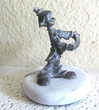 Vintage Pewter Carnival Circus Clown Figurine Playing Accordion Marble Base