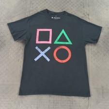 PlayStation T Shirt Button Logos Ripple Junction Black Short Sleeve Men Medium