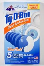 1 Ty D Bol Blue Toilet Bowl Cleaner Tablets Value 5 Pack 7 oz Made in USA