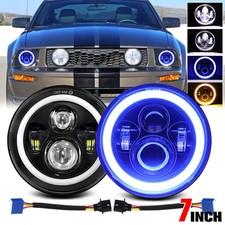 2X 7" Inch Round LED Headlights w/Turn Signal Blue DRL For Ford Mustang GT Coupe