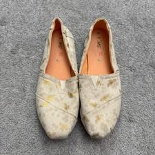 TOMS Bee KindHoneycomb Canvas Alpargatas Comfort Shoes Womens 8 Cream Gold Foil