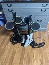 Xbox 360 Rock Band Guitar Hero Bundle Drum Set, 2 Guitars