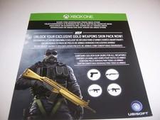 Rainbow Six Siege Gold Weapons Skin Pack Day One DLC for XBOX ONE