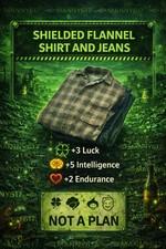 Fallout 76 PS4 / PS5  Flannel Shirt and Jeans (+3 Luck +5 INT+2 END) NOT A PLAN 
