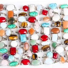20pcs Natural Big Stone Fashion Rings Wholesale Jewelry Charm lady women Fashion
