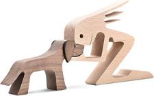 Handmade Wooden Dog Gift, Wooden Carving Dog Statue for Home, Office, Living Roo