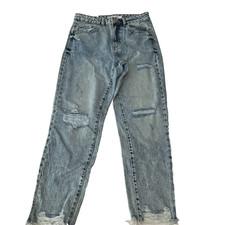 Garage Denim Mom Jeans Womens Size 5 27 Blue Distressed Frayed Hem