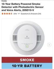 10-Year Battery Powered Smoke Detector with Photoelectric Sensor and Voice Alert