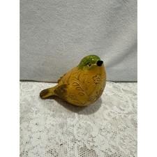 Yellow Green Embossed Decorative Bird Figurine Sculpture Home Decor Accent