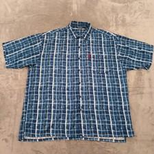 Mecca Shirt Mens XL Blue Geometric Short Sleeve Button Up Polyester