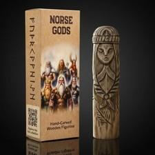 Wooden Freyja Figurine Hand Carved Norse Goddess Viking Decor 15cm Birthday Gift