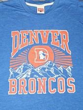 Retro Homage NFL Denver Broncos T Shirt Mens Size Large Blue Orange Mountains