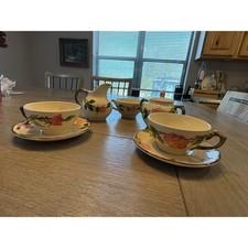 Franciscan Desert Rose Tea Set Creamer Sugar Bowl 2 Tea Cups and Saucers Vintage