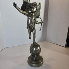 Stunning Antique Bronze Cherub Statue Cupid Figurine 16" Tall Sculpture. 6 Lb.