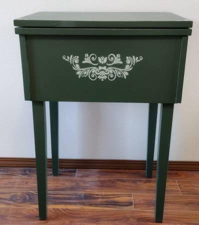 Refinished Antique Sewing Table with hidden storage 7