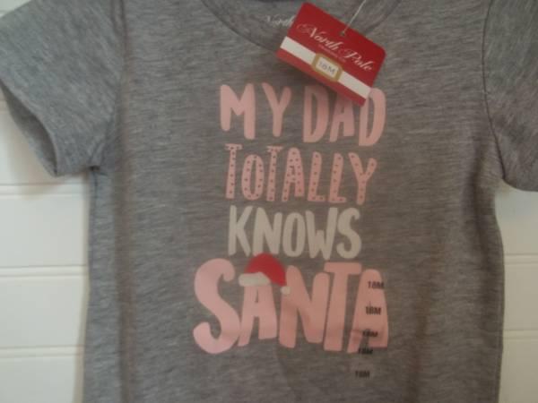NWT Girls 18M "My Dad Totally Knows Santa" Bodysuit Christmas Shirt 2
