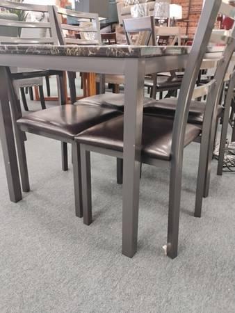 Marble Faux Metal Dining table with chairs 7-Piece 2