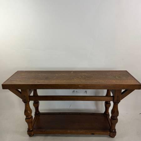 Vintage Bassett Solid Wood Jacobean Revival Console Table Water Damage