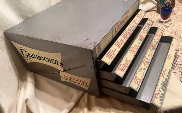 Vintage Grumbacher 4 Drawer Cabinet Display Storage