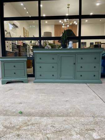Green long dresser, buffet, credenza, or sideboard with dovetail constructed