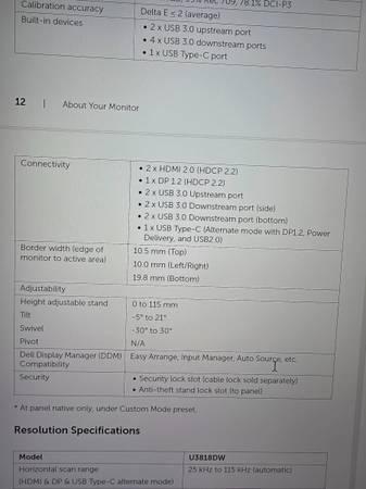 38 inch Dell UltraHD 4K+ curved monitor U3818DW 7