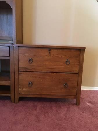 Solid Oak L-Shaped Office Desk Set w/ Hutch 6