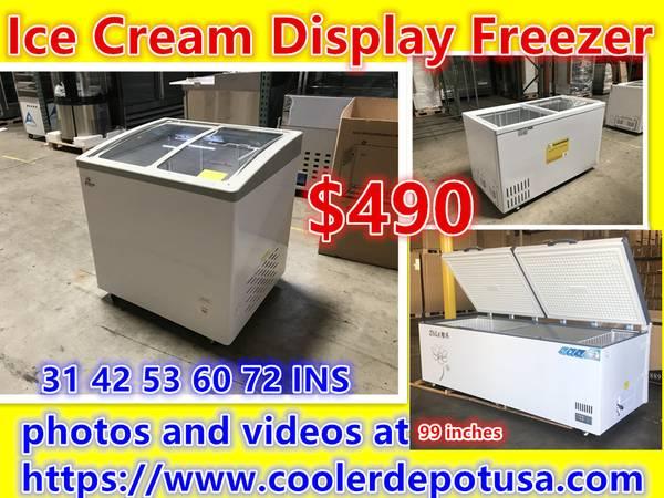 Chest Meat Seafood Ice Cream Glass Solid Swing Door Storage Freezer