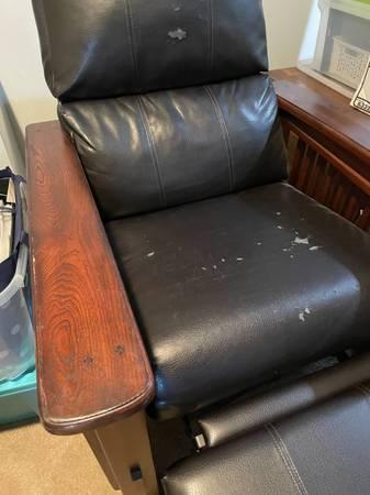 2 Leather Pushback Recliners with Solid Wood Frames 2