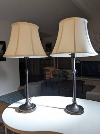 Living Room Table Lamp pair - Adjustable height 30-37" oiled bronze