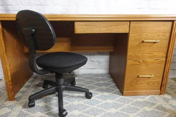 Wood 3 Drawer Office Desk with Chair - Delivered