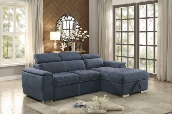 2-Piece Sectional SOFA CHAISE with Pull-out Bed Hidden Storage Sleeper 3