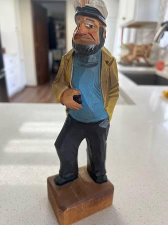 Vintage 10" hand carved, hand painted Swedish Skipper" figurine, folk art