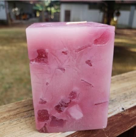 PartyLite Super Chunk Rasberry 3" x 4" Pillar Candle - Square 2