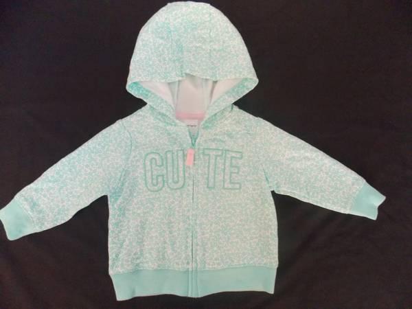 Carter's Baby Girls 6M Mint Colored Tiny Floral Hooded "CUTE" Jacket 2