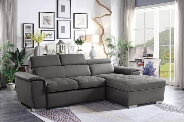 2-Piece Sectional SOFA CHAISE with Pull-out Bed Hidden Storage Sleeper 7