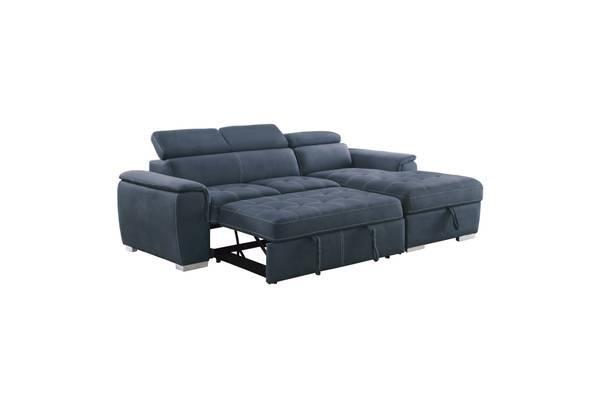 2-Piece Sectional SOFA CHAISE with Pull-out Bed Hidden Storage Sleeper 12